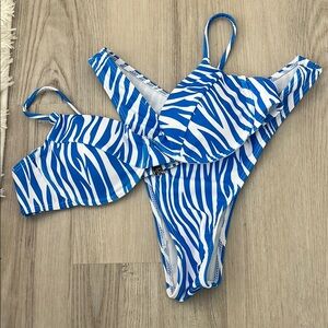 Blue and White Zebra Print Women’s Swimsuit